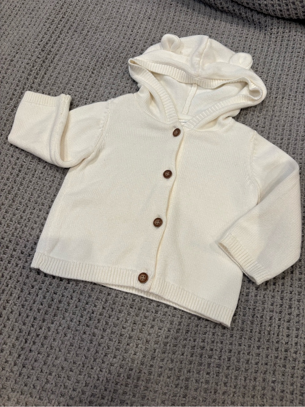 Carter's Cream Hooded Knit Cardigan with Ear Detail